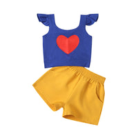 Load image into Gallery viewer, 2 PCS Toddler Girl Flutter Sleeve Love Heart Top And Shorts Set Wholesale 99024744
