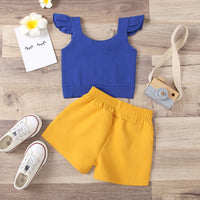 Load image into Gallery viewer, 2 PCS Toddler Girl Flutter Sleeve Love Heart Top And Shorts Set Wholesale 99024744

