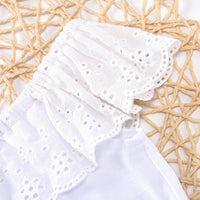 Load image into Gallery viewer, 2 PCS Toddler Girl Off Shoulder Withe Stripe Belted Shorts Set Wholesale 70374809
