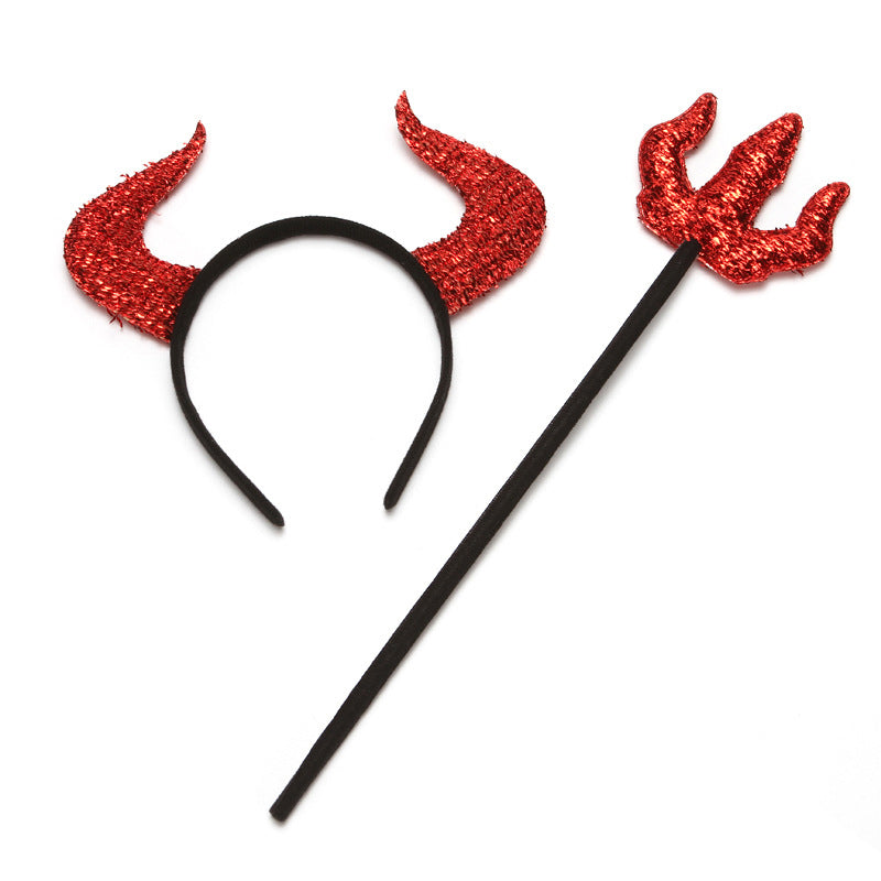 2 Pack Kid Girl Halloween Red Sequins Headband With Horn Wholesale 83745937