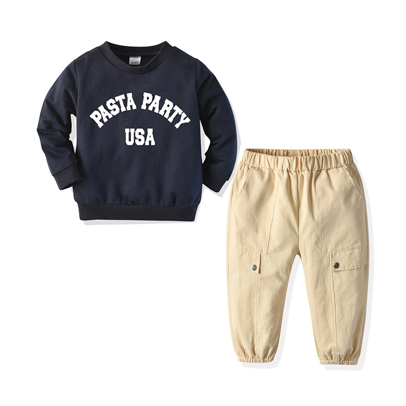 2 Pcs Kid Boy Set Letter Sweatshirt & Pants Wholesale 50626669