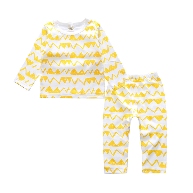 2 Pieces Set Baby Kid Girls Boys Letters Polka dots Animals Print Tops Solid Color And Checked Pants Sleepwears Wholesale 83156513