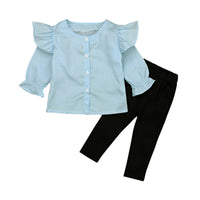 Load image into Gallery viewer, 2 Piece Kid Girl Flared Sleeve Blouse With Trousers Set Wholesale 06593386

