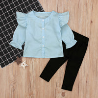 Load image into Gallery viewer, 2 Piece Kid Girl Flared Sleeve Blouse With Trousers Set Wholesale 06593386
