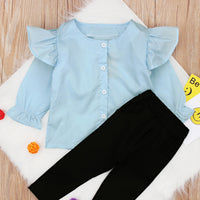 Load image into Gallery viewer, 2 Piece Kid Girl Flared Sleeve Blouse With Trousers Set Wholesale 06593386

