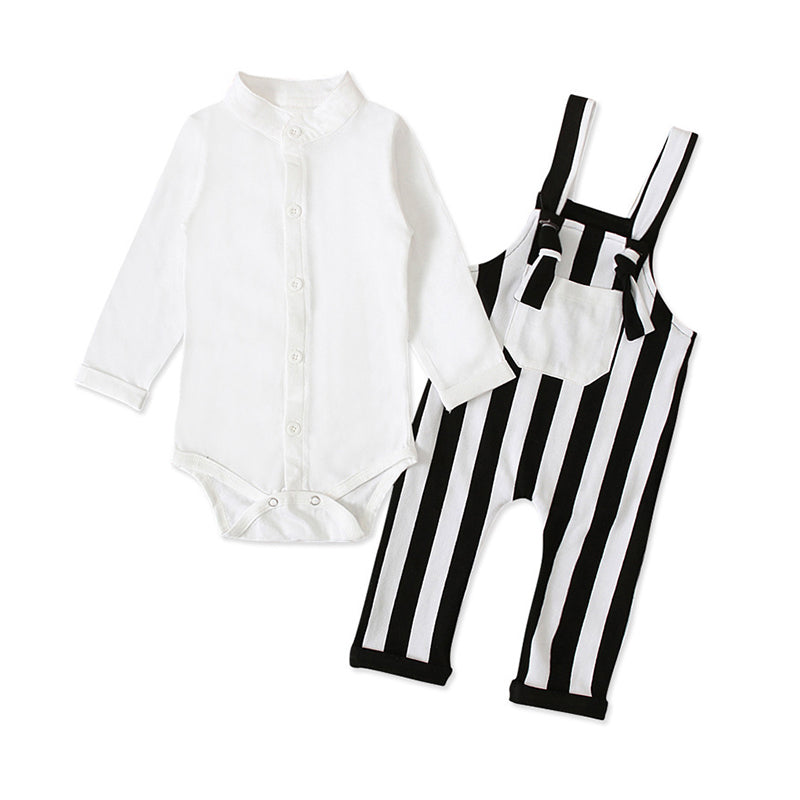 2 Pieces Baby Boy Bodysuit Matching Suspender Pants Set Wholesale 32713121