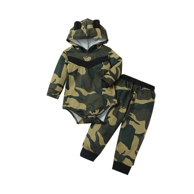 2 Pieces Set Baby Boys Camo Print Rompers And Pants Wholesale 40996833