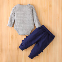 Load image into Gallery viewer, 2 Pieces Baby Boy Hello Dinosaur Set Stripe Bodysuit With Trousers Wholesale 71687165
