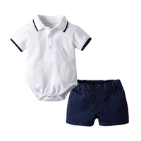 Load image into Gallery viewer, 2 Pieces Baby Boy Plain Polo Bodysuit &amp; Shorts Set Wholesale 71124496
