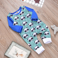 Load image into Gallery viewer, 2 Pieces Baby Boy Striped Top And Panda Tank Jumpsuit Set Wholesale 77664816
