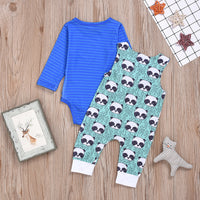 Load image into Gallery viewer, 2 Pieces Baby Boy Striped Top And Panda Tank Jumpsuit Set Wholesale 77664816
