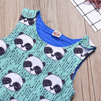 Load image into Gallery viewer, 2 Pieces Baby Boy Striped Top And Panda Tank Jumpsuit Set Wholesale 77664816
