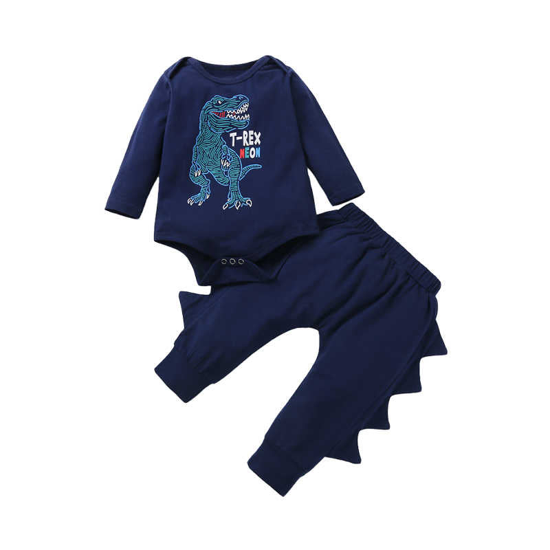 2 Pieces Baby Boy Trex Neon Set Dino Bodysuit And Trousers Wholesale 86976914