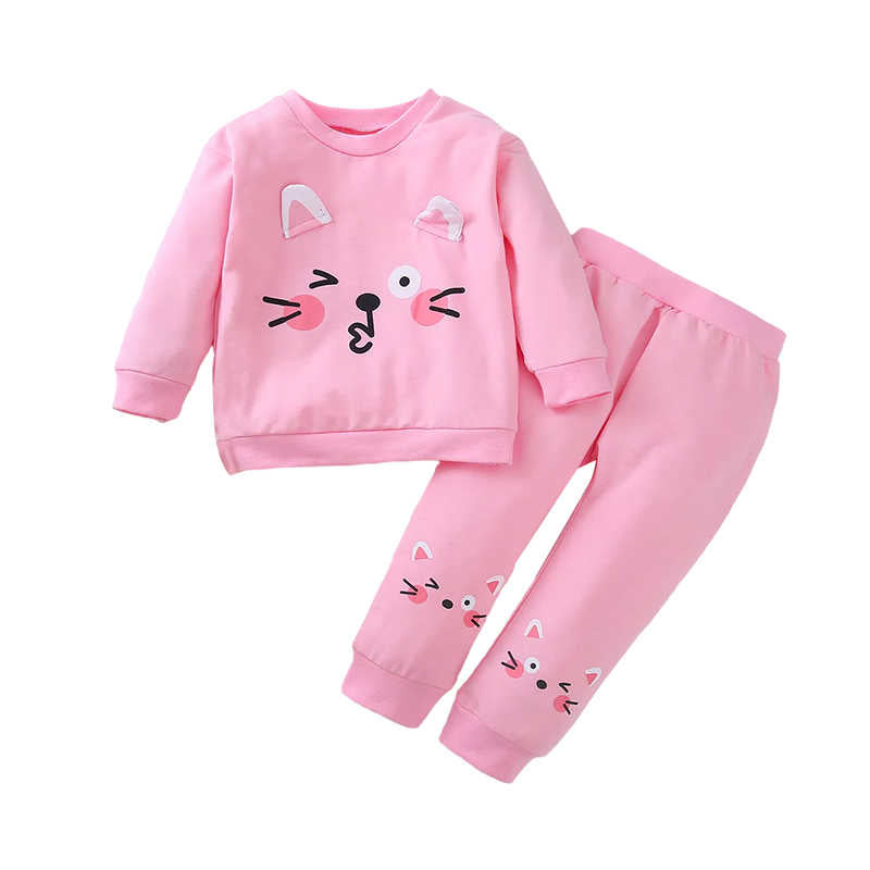 2 Pieces Set Baby Girls Cartoon Print Tops And Pants Wholesale 89046873