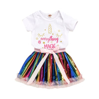 Load image into Gallery viewer, 2 Pieces Set Baby Girls Letters Star Print Rompers And Rainbow Skirts Wholesale 37787488

