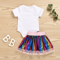 Load image into Gallery viewer, 2 Pieces Set Baby Girls Letters Star Print Rompers And Rainbow Skirts Wholesale 37787488
