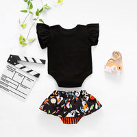 Load image into Gallery viewer, 2 Pieces Baby Girl Halloween Set Flutter Sleeve Bodysuit With Shorts Wholesale 74717245
