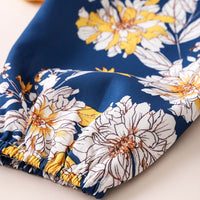 Load image into Gallery viewer, 2 Pieces Baby Girl Outfit Ruffle Decor Yellow Bodysuit Matching Floral Belted Pants Wholesale 80137080
