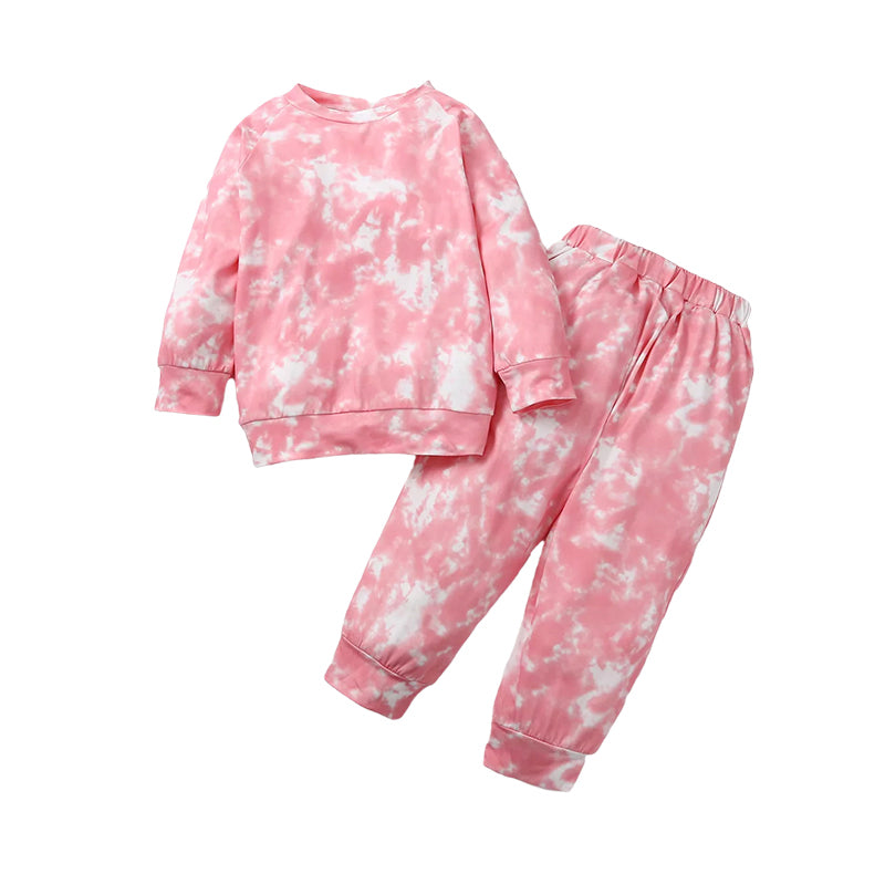 2 Pieces Baby Girl Pink Tie Dye Set Top And Pants Wholesale 31806885