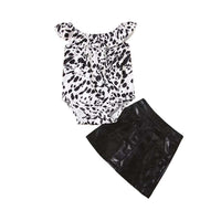 Load image into Gallery viewer, 2 Pieces Baby Girl Polka Dots Leopard Print Bodysuit With PU Skirt Set Wholesale 41532639

