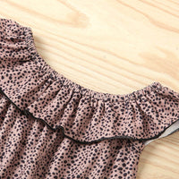 Load image into Gallery viewer, 2 Pieces Baby Girl Polka Dots Leopard Print Bodysuit With PU Skirt Set Wholesale 41532639
