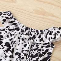 Load image into Gallery viewer, 2 Pieces Baby Girl Polka Dots Leopard Print Bodysuit With PU Skirt Set Wholesale 41532639
