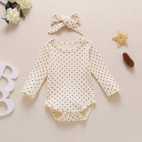 Load image into Gallery viewer, 2 Pieces Baby Girl Polka Dots Rib-Knit Bodysuit &amp; Headband Wholesale 04906712
