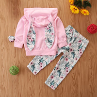 Load image into Gallery viewer, 2 Pieces Baby Girl Rabbit Ear Hooded Sweatshirt And Flower Pants Set Wholesale 98384817
