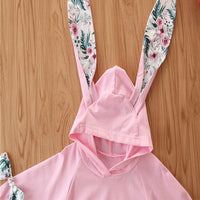 Load image into Gallery viewer, 2 Pieces Baby Girl Rabbit Ear Hooded Sweatshirt And Flower Pants Set Wholesale 98384817
