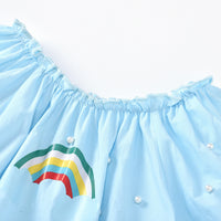 Load image into Gallery viewer, 2 Pieces Baby Girl Rainbow Beaded Top With Layered Shorts Wholesale 10104808
