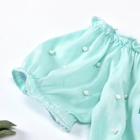 Load image into Gallery viewer, 2 Pieces Baby Girl Rainbow Beaded Top With Layered Shorts Wholesale 10104808
