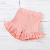 Load image into Gallery viewer, 2 Pieces Baby Girl Ruffle Decor Solid Color Set Bodysuit With Shorts Wholesale 62024751
