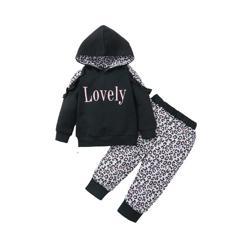 2 Pieces Baby Girl Set Lovely Hoodie With Leopard Trousers Wholesale 35546673