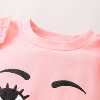 Load image into Gallery viewer, 2 Pieces Set Baby Kid Girls Expression Print Tops And Solid Color Pants Wholesale 32537006
