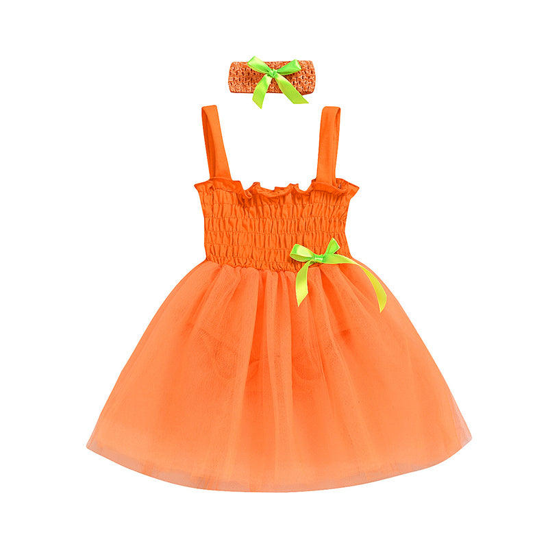 2 Pieces Set Baby Girls Bow Dresses And Headwear Wholesale 69377477