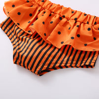 Load image into Gallery viewer, 2 Pieces Baby Girl Stripe Flutter Sleeve Bodysuit And Polka Dots Shorts Wholesale 04887246
