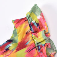 Load image into Gallery viewer, 2 Pieces Baby Girl Tie Dye Flutter Sleeve Top With Mesh Shorts Set Wholesale 40564810
