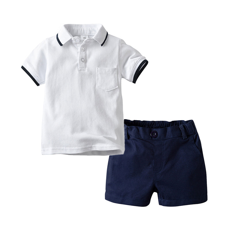 2 Pieces Baby Kid Boy Polo Shirt Bodysuit And Shorts Set Wholesale 60894492