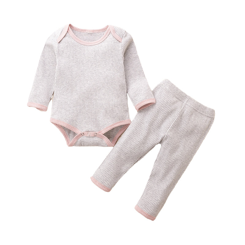 2 Pieces Baby Ribbed Set Long Sleeve Bodysuit And Pants Wholesale 60517067