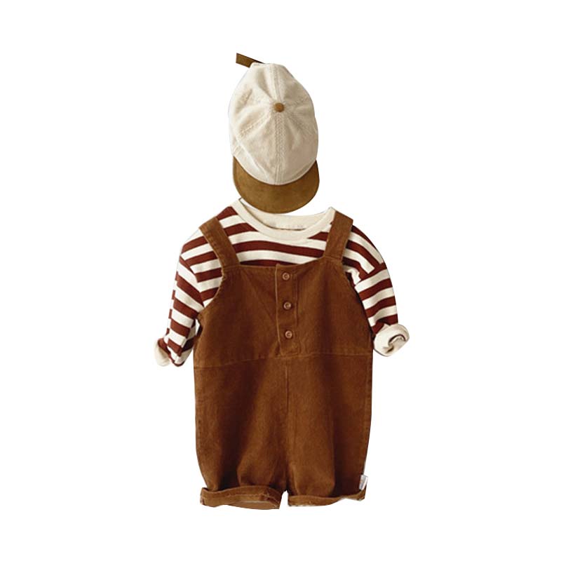 2 Pieces Baby Set Stripe Sweatshirt Matching Corduroy Suspender Pants Wholesale 14045330