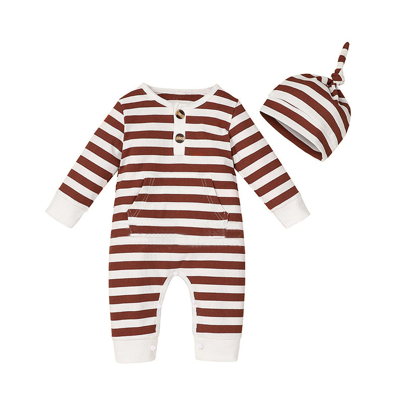 Baby Unisex Striped Jumpsuits And Hats Wholesale 56966783