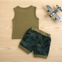 Load image into Gallery viewer, 2 Pieces Baby Toddler Boy I&#39;m Always Getting Picked Up By Ladies Print Tank Top And Slant Pocket Camo Shorts Set Wholesale 53212616
