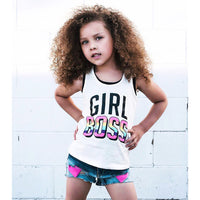 Load image into Gallery viewer, 2 Pieces Girl Boss Print Tank Top And Patched Ripped Denim Shorts Set Wholesale 77172348 第 1 个媒体（共 13 个）
