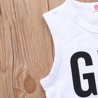 Load image into Gallery viewer, 2 Pieces Girl Boss Print Tank Top And Patched Ripped Denim Shorts Set Wholesale 77172348 第 1 个媒体（共 13 个）
