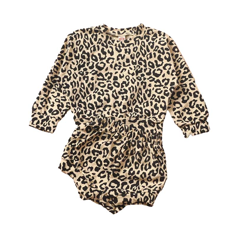 2 Pieces Infant Girl Leopard Print Set Top & Shorts Wholesale 04685992
