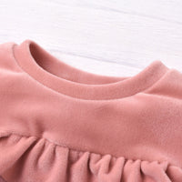 Load image into Gallery viewer, 2 Pieces Infant Girl Solid Color Set Doll Collar Top And Belted Pants Wholesale 72384778
