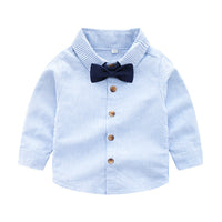 Load image into Gallery viewer, 2 Pieces Infant Toddler Boy Handsome Set Bowtie Stripe Shirt And Suspender Pants Wholesale 03535259
