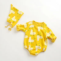 Load image into Gallery viewer, 2 Pieces Set Baby Kid Girls Boys Animals Print Rompers And Hats Wholesale 98146967
