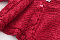 Load image into Gallery viewer, 2 Pieces Infant Toddler Girl Party Bling Stars Mesh Dress With Red Knit Cardigan Wholesale 77085698
