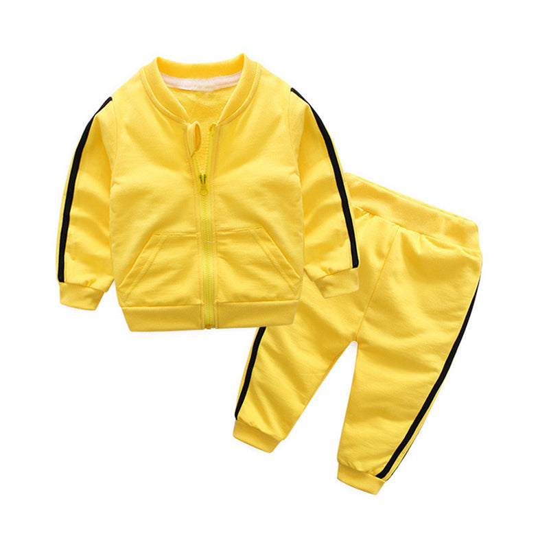 2 Pieces Infant Toodler Sports Set Side Stripe Jacket With Pants Wholesale 21345245